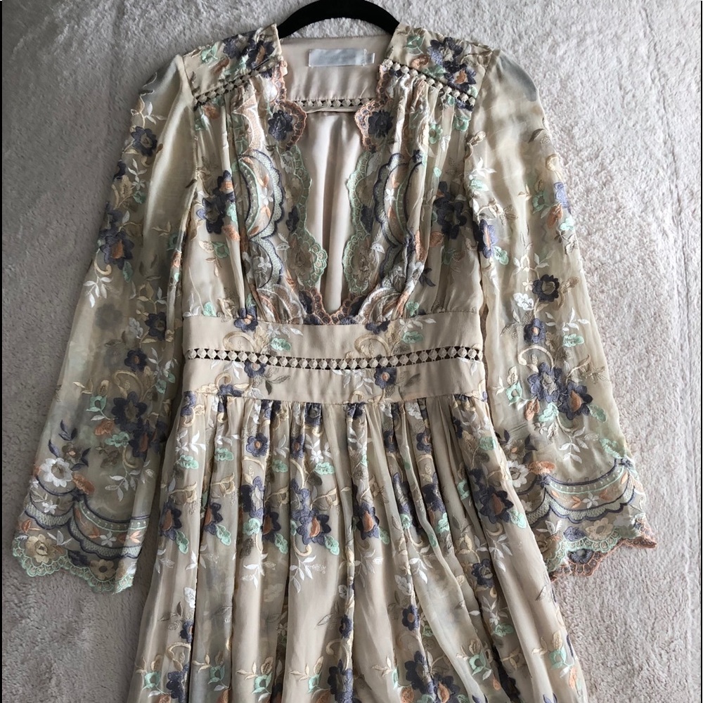 Zimmermann🌷floral embroidered long sleeve dress